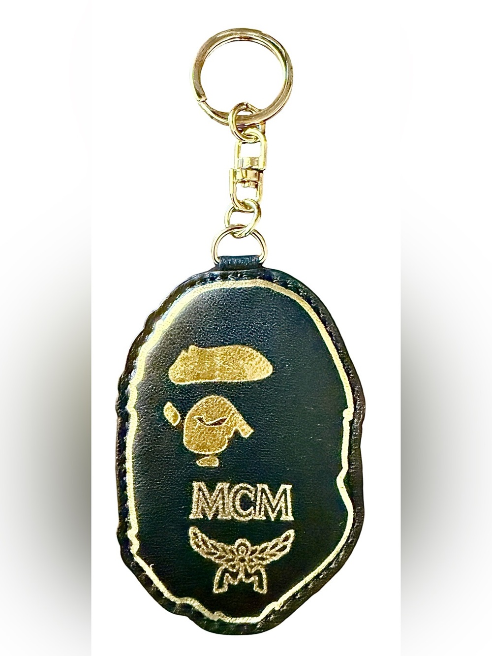 BAPE x MCM Leather Keychain New